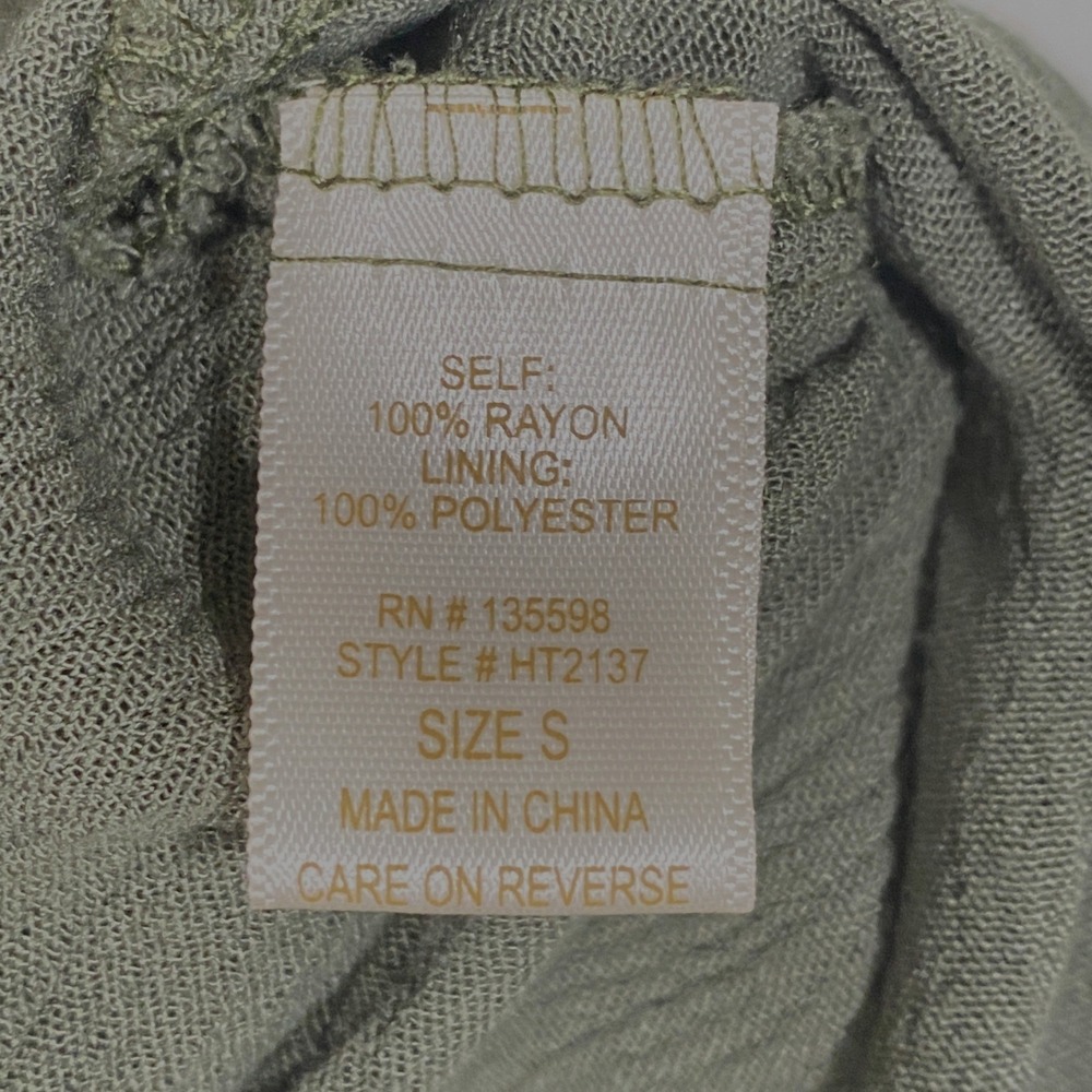 Velvet Moon Olive Green Handkerchief Hem Studded Camisole Top Small Boho Fairy - Picture 9 of 10